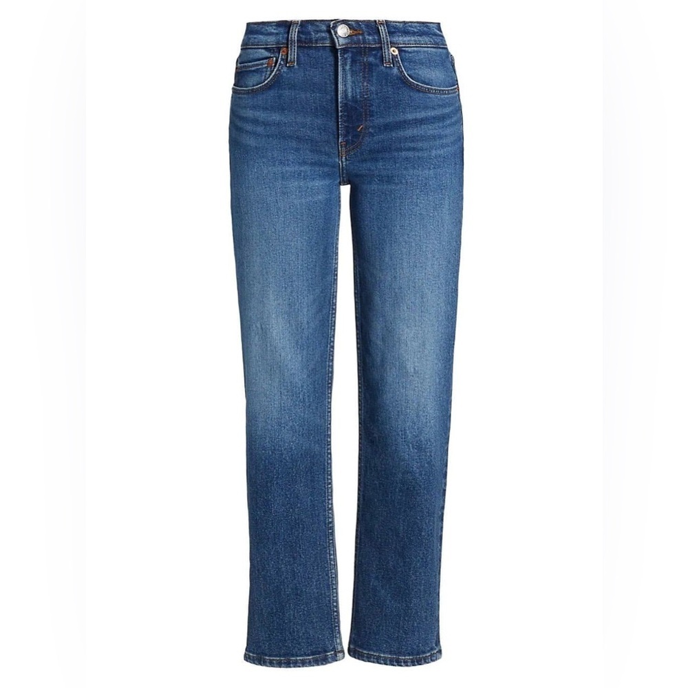 Re/Done 70'S MID RISE STOVE PIPE IN ROYAL FADE BLUE DENIM JEANS SIZE 2